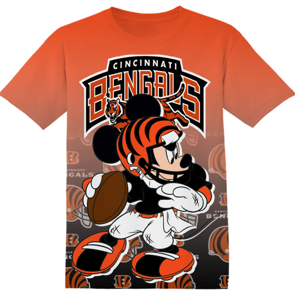 Customized NFL Cincinnati Bengals Mickey Tshirt Adult And Kid Tshirt