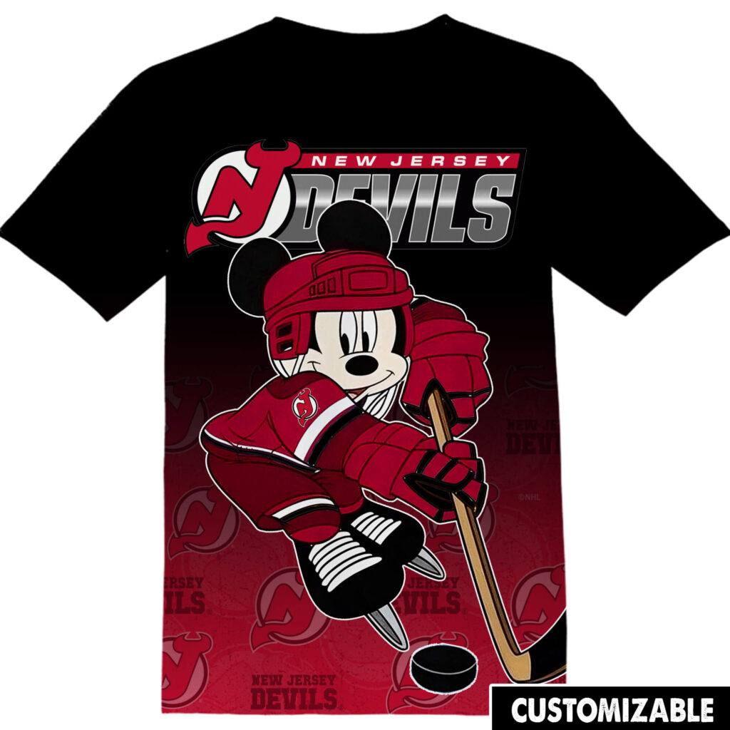 Customized NHL New Jersey Devils Mickey Tshirt Adult And Kid Tshirt