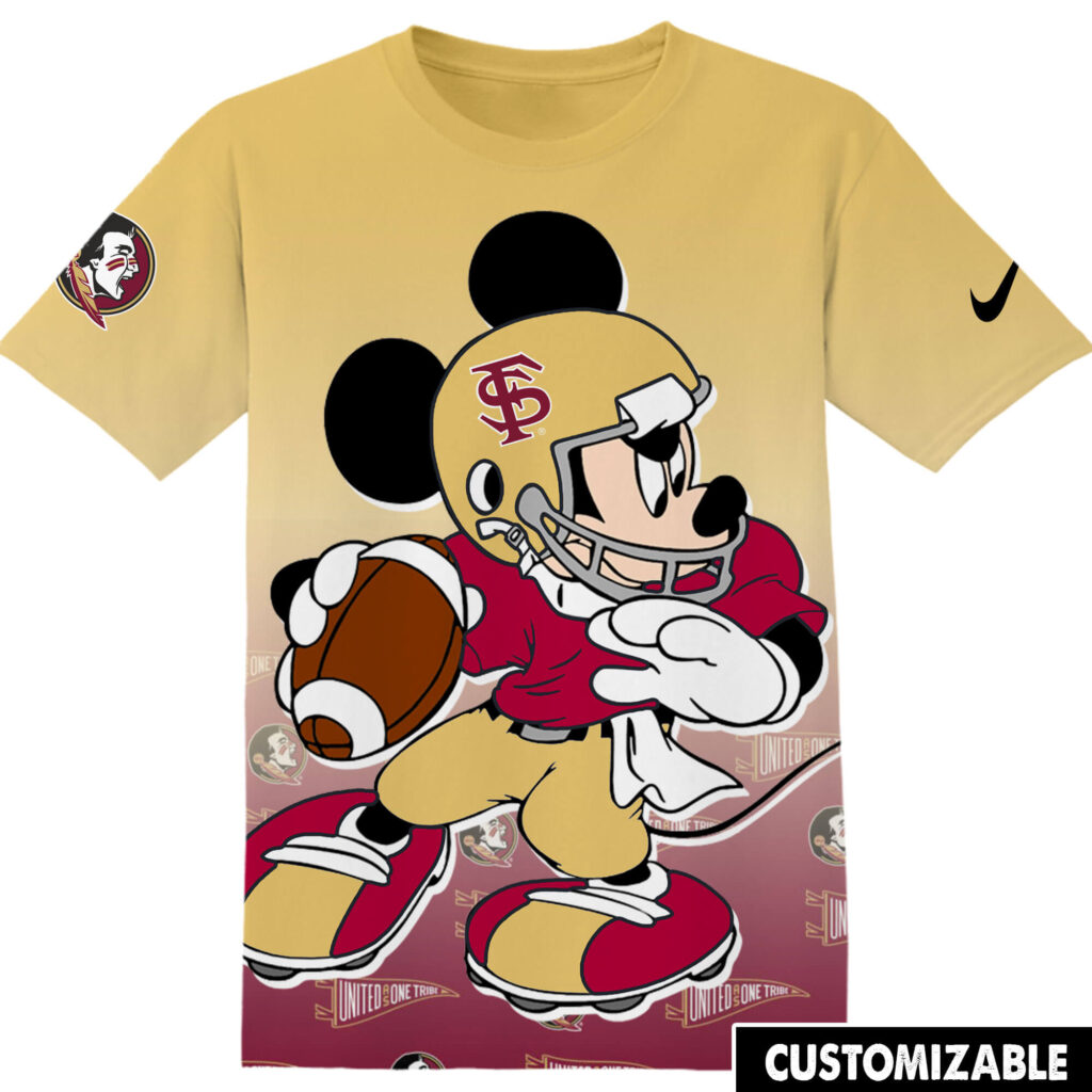 Customized NCAA Football Florida State Seminoles Mickey Tshirt Adult And Kid Tshirt