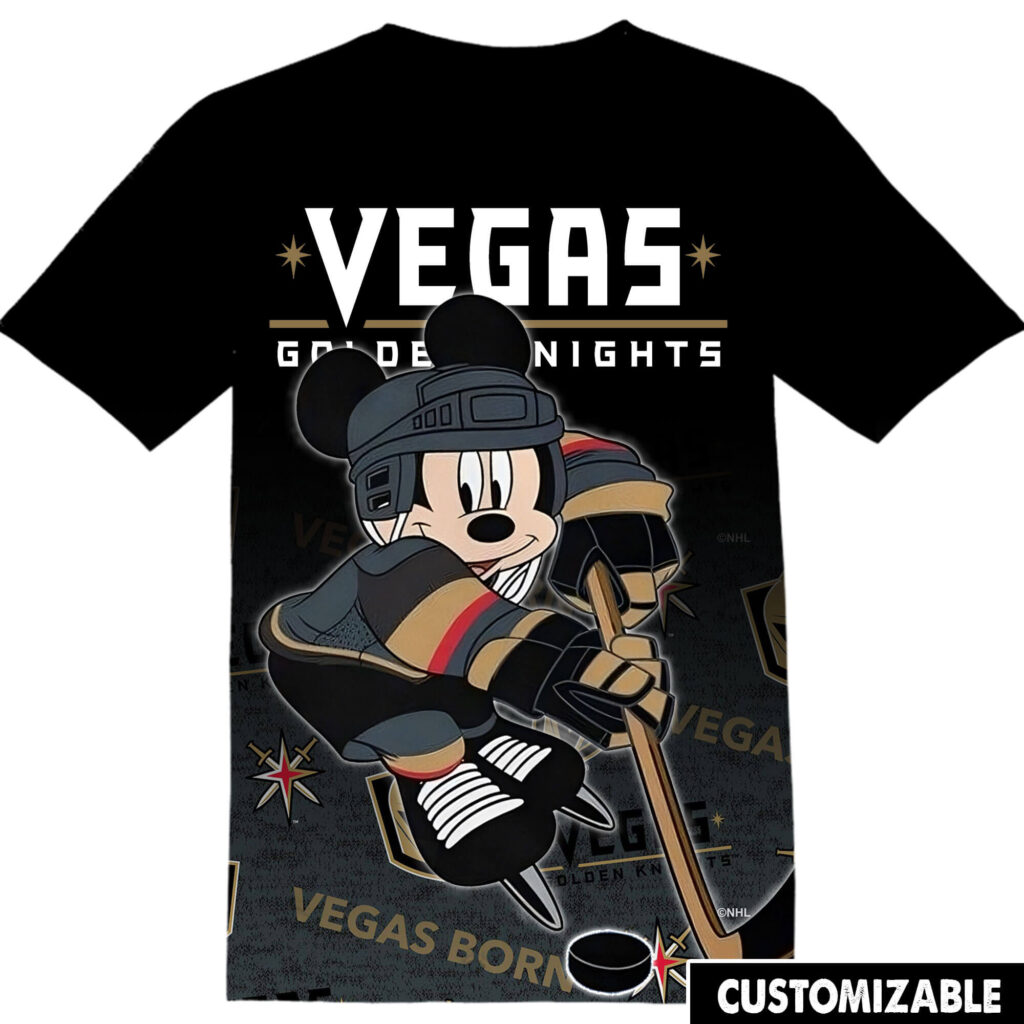 Customized NHL Vegas Golden Knights Mickey Tshirt Adult And Kid Tshirt