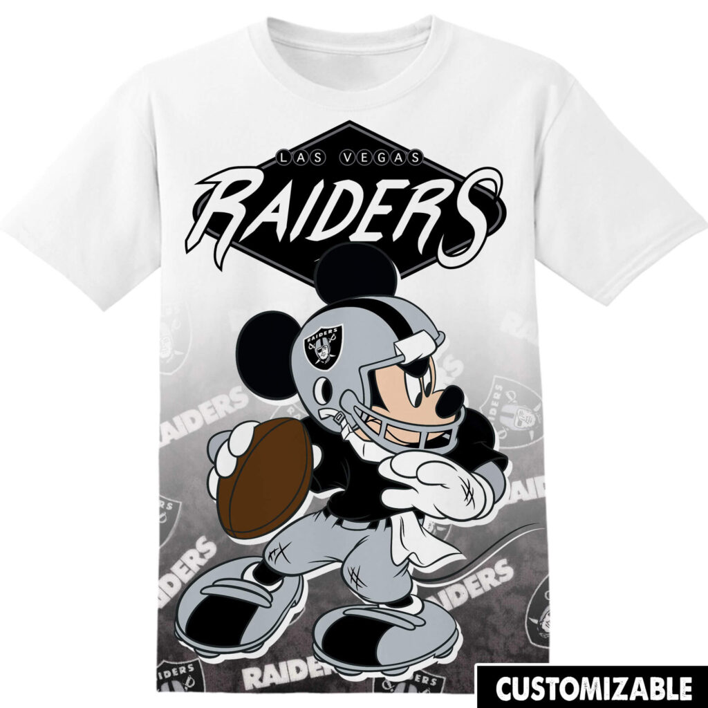 Customized NFL Las Vegas Raiders Mickey Tshirt Adult And Kid Tshirt