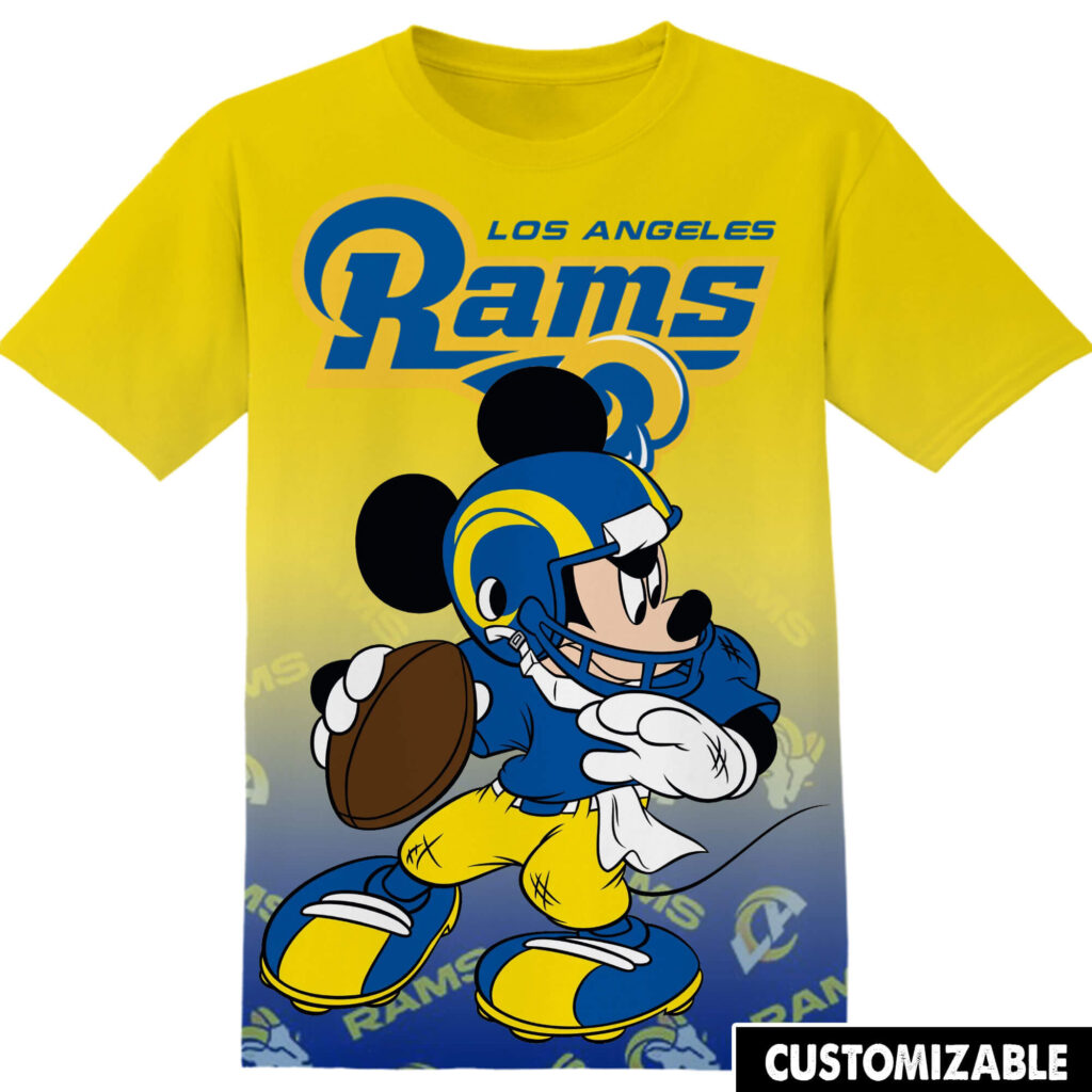 Customized NFL Los Angeles Rams Mickey Tshirt Adult And Kid Tshirt