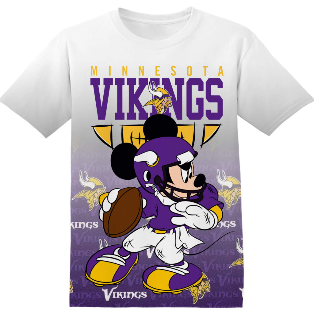 Customized NFL Minnesota Vikings Mickey Tshirt Adult And Kid Tshirt