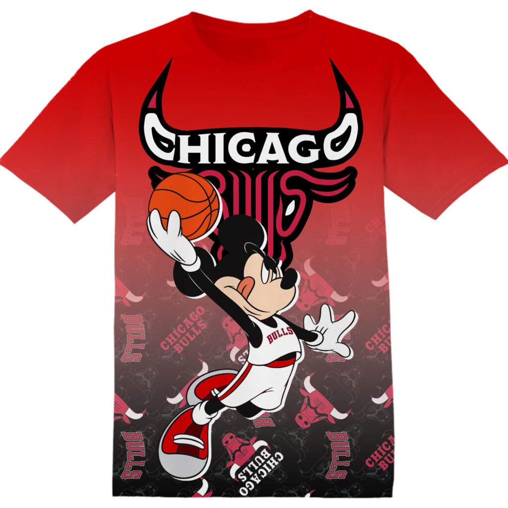 Customized NBA Chicago Bulls Disney Mickey Tshirt Adult And Kid Tshirt