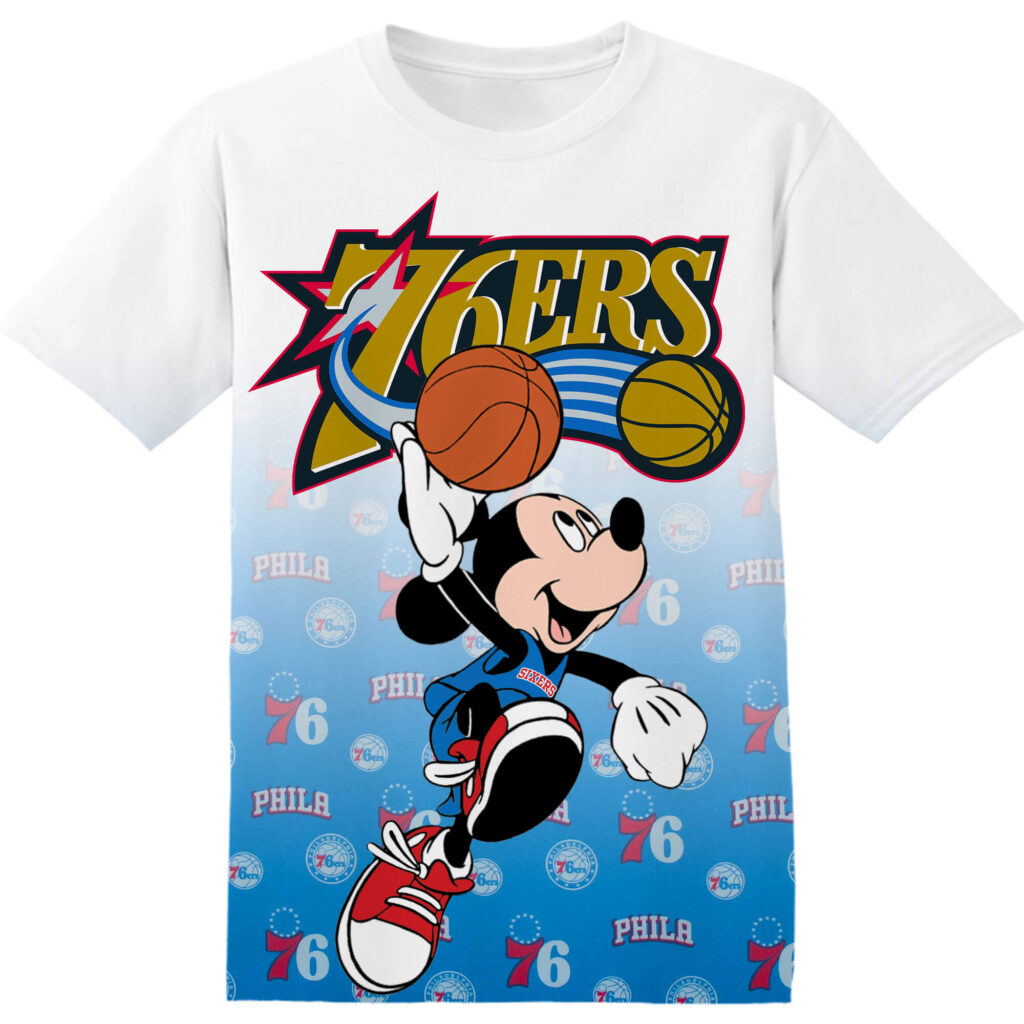 Customized Philadelphia 76ers Sixers Disney Mickey Tshirt Adult And Kid Tshirt