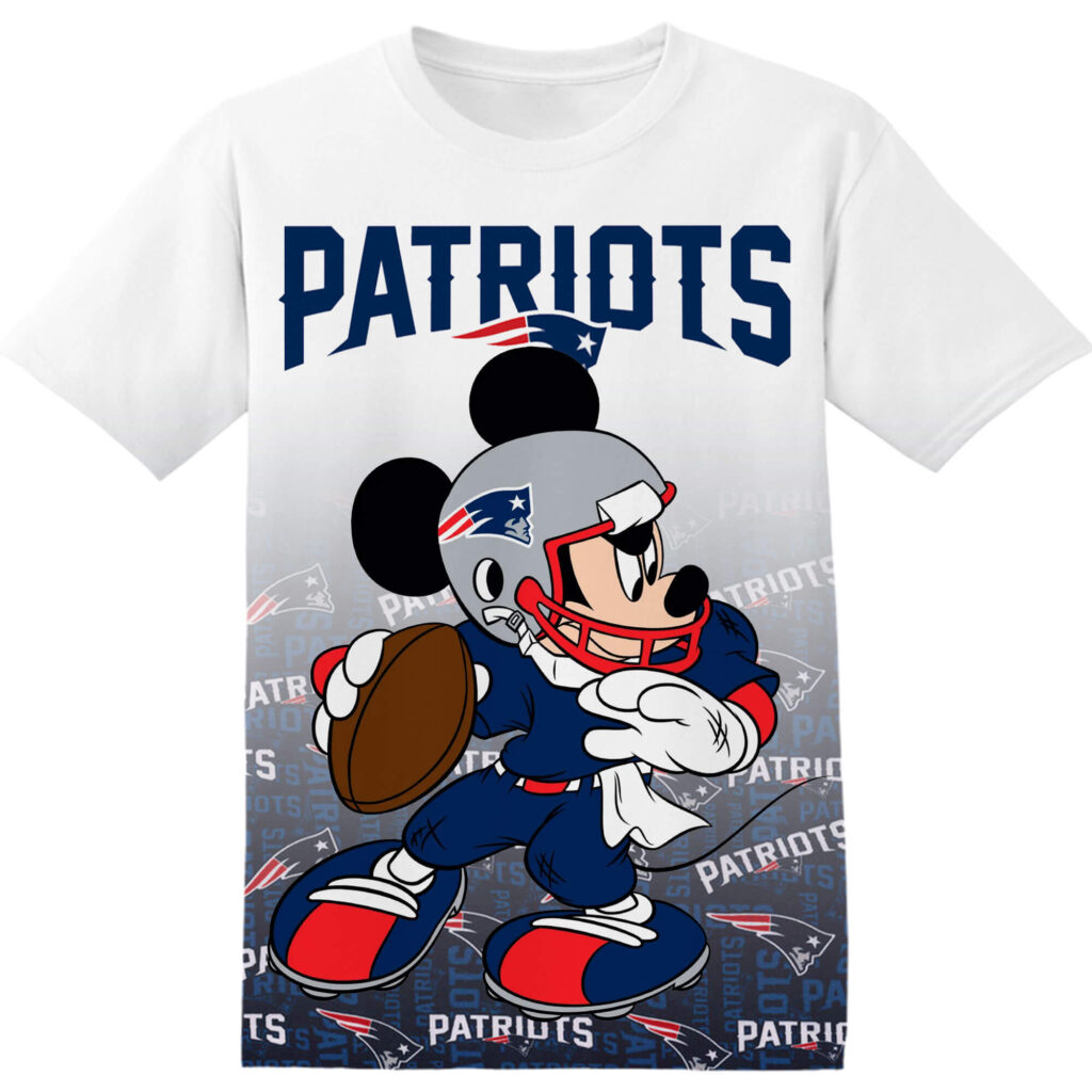 Customized NFL New England Patriots Disney Mickey Tshirt Adult And Kid Tshirt