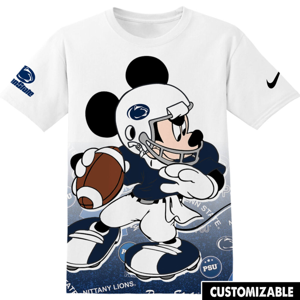 Customized NCAA Football Penn State Nittany Lions Mickey Tshirt Adult And Kid Tshirt