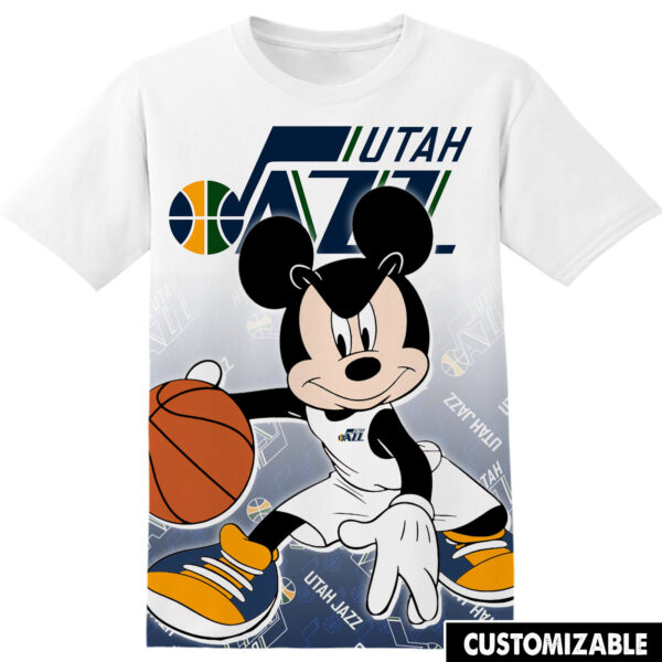Customized NBA Utah Jazz Disney Mickey Tshirt Adult And Kid Tshirt