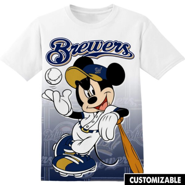 Customized MLB Milwaukee Brewers Disney Mickey Tshirt Adult And Kid Tshirt