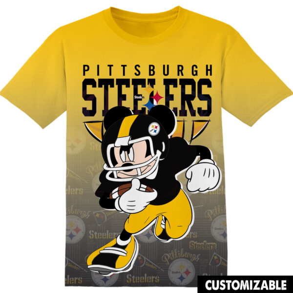 Customized NFL Pittsburgh Steelers Mickey Football Player Tshirt Adult And Kid Tshirt HG