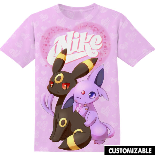 Customized Espeon and Umbreon Pokemon Gifts For Fan Tshirt Adult And Kid Tshirt HG