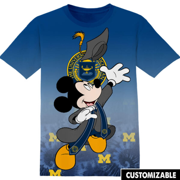 Customized University of Michigan Disney Mickey Tshirt Adult And Kid Tshirt